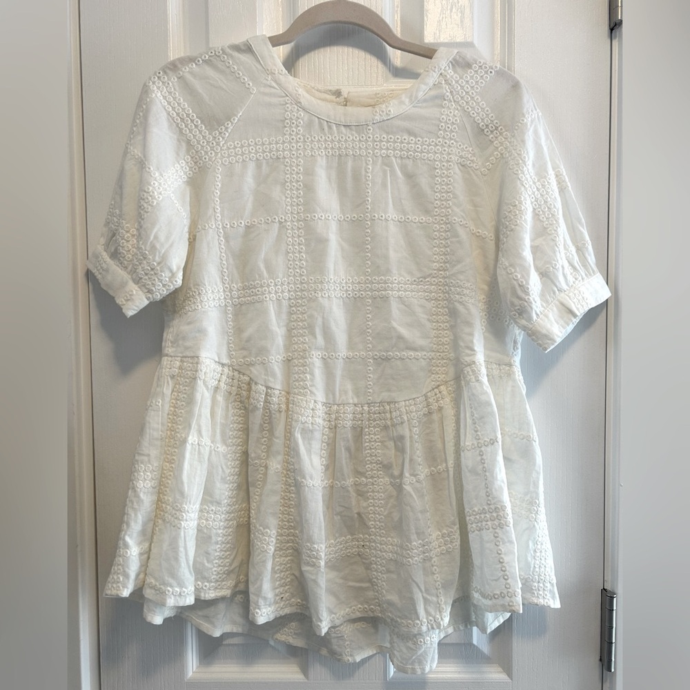 Orange Creek White Textured Blouse